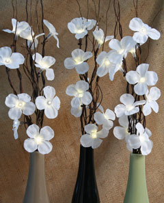 Battery Operated Floral Arrangement - 10  Lit Plum Flowers